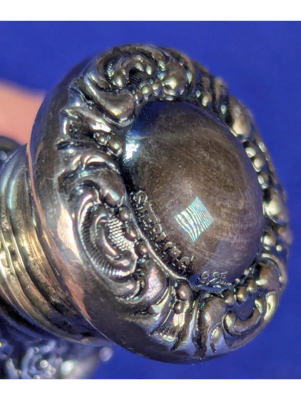 Antique Sterling Silver Repousse Perfume Scent Flask Floral Victorian Revival - Picture 7 of 11